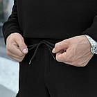 Чоловічий флісовий оверсайз чорний костюм з капюшоном Комплект плюшевий Худі + Штани утеплений, фото 2