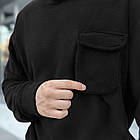 Чоловічий флісовий оверсайз чорний костюм з капюшоном Комплект плюшевий Худі + Штани утеплений, фото 4