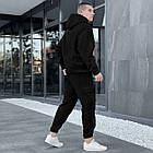 Чоловічий флісовий оверсайз чорний костюм з капюшоном Комплект плюшевий Худі + Штани утеплений, фото 6