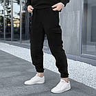 Чоловічий флісовий оверсайз чорний костюм з капюшоном Комплект плюшевий Худі + Штани утеплений, фото 7