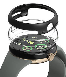 Чохол Ringke Slim Clear + Matte Black 2-pack до Google Pixel Watch 3 45mm (S938001RS)