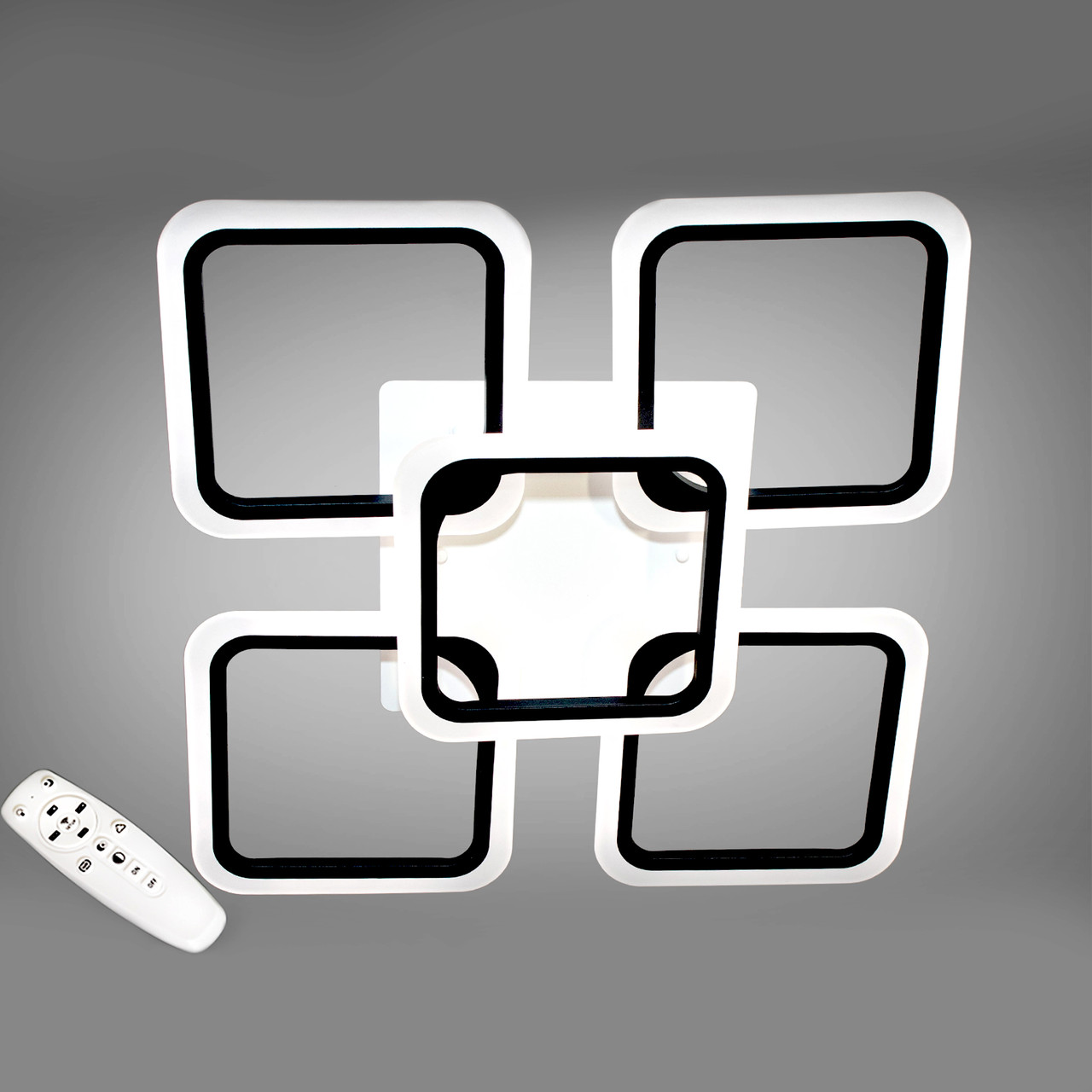 Стельова Led-люстра на 90 Вт з пультом до 18м² у чорному кольорі (A8060/4+1BK), фото 1