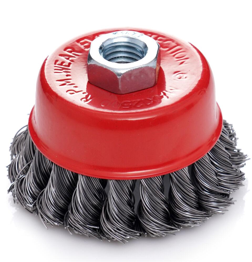 Дротяна чашоподібна щітка Ø75 мм M14 для КШМ, торцева щітка Tagred TA4098, фото 1