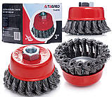 Дротяна чашоподібна щітка Ø75 мм M14 для КШМ, торцева щітка Tagred TA4098, фото 2