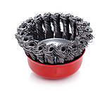 Дротяна чашоподібна щітка Ø75 мм M14 для КШМ, торцева щітка Tagred TA4098, фото 4