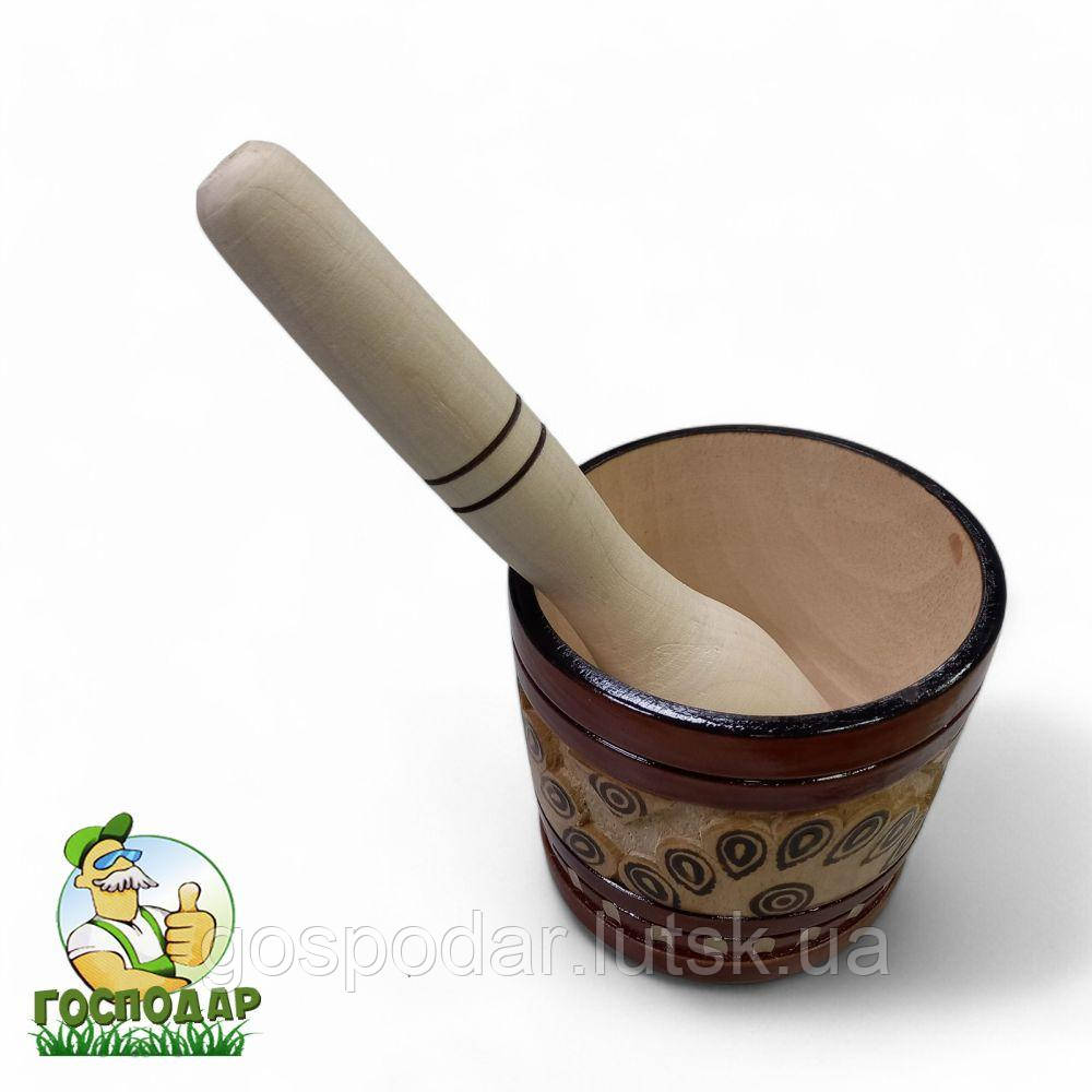 Ступка дерев'яна з товкачем 9х9 см, фото 1