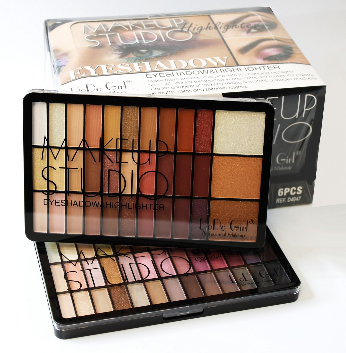 Набір тіней і хайлайтерів DoDo Girl Make Up Studio Eyeshadow & Highlighter D4047A, упаковка 6 палеток, фото 1