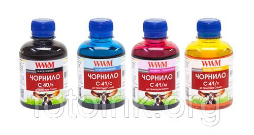 Комплект чорнил WWM для картриджів Canon PG-40B, CL-41, PG37B, CL-38, (4 шт по 200 грам кожного кольору), фото 1