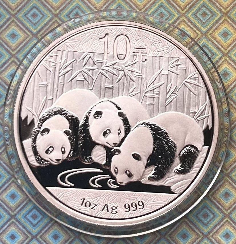 Срібна монета Китаю 10 юань 2013 р. "Панда", фото 1