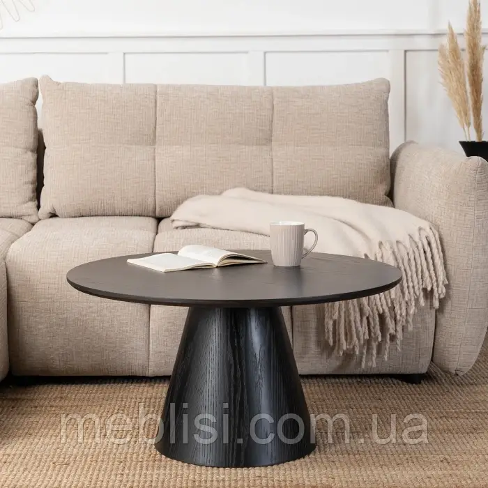 Чорний круглий журнальний стіл 80 CASSANDER MAX 60X42.5 (MEBEL ELITE) ME.MAXCASSANDER/CZ/CZ/L