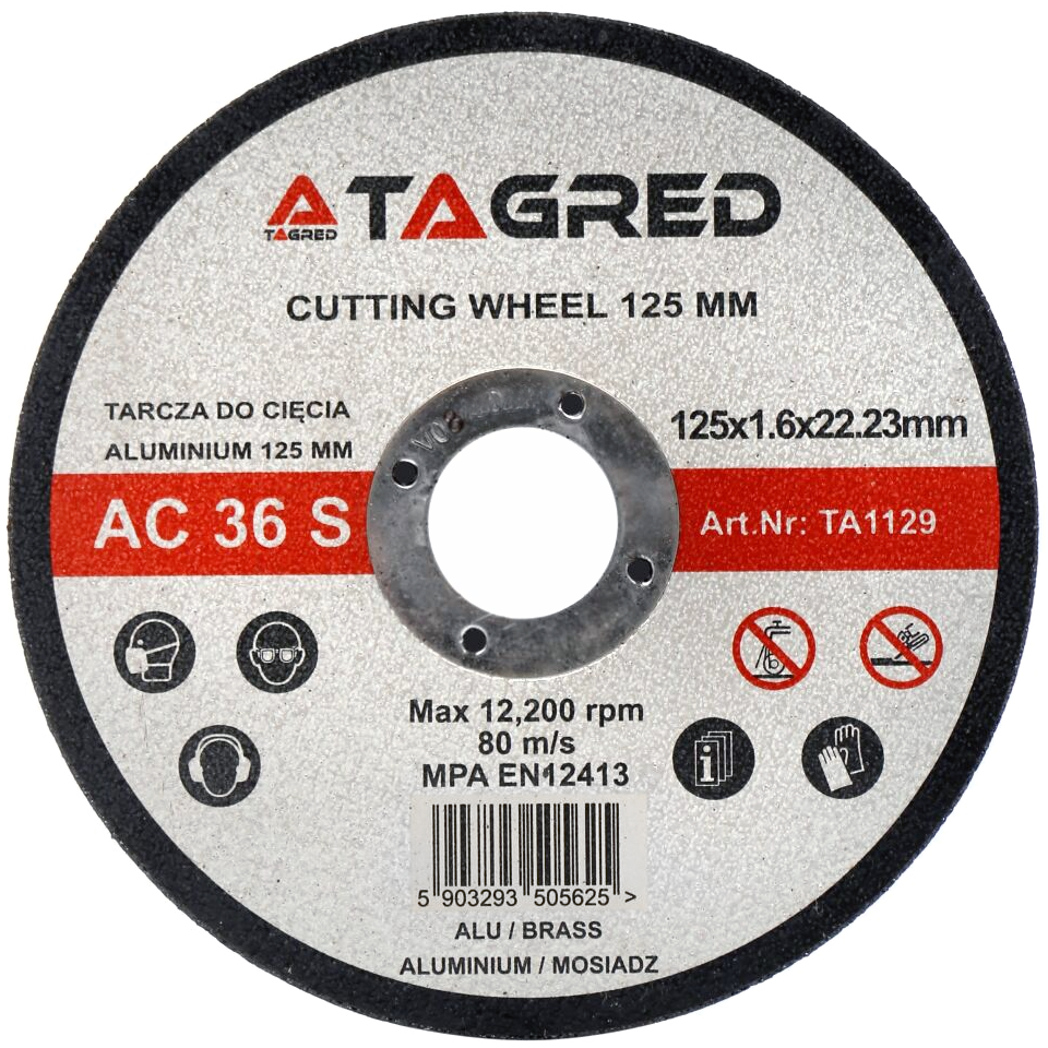 Відрізний диск по металу 125 мм для алюмінію, латуні та інших матеріалів Tagred TA1129, фото 1