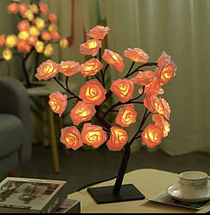 Настільне світлодіодне "Трояндове дерево" рожеве 50см новорічна гірлянда рожева троянда USB від павербанку