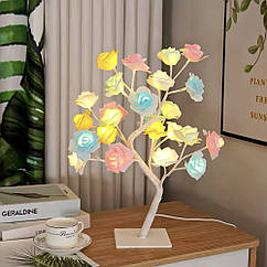 Настільне світлодіодне "Трояндове дерево" кольорове 50см новорічна гірлянда рожева троянда USB від павербанку