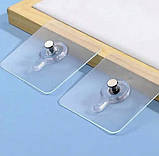 Самоклейний настінний гачок-тримач кріплення для картин рамок і полиць без свердління прозорий, фото 6