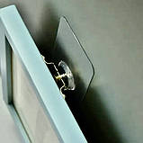 Самоклейний настінний гачок-тримач кріплення для картин рамок і полиць без свердління прозорий, фото 5