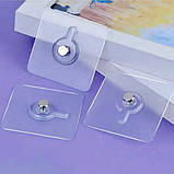 Самоклейний настінний гачок-тримач кріплення для картин рамок і полиць без свердління прозорий, фото 4