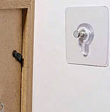 Самоклейний настінний гачок-тримач кріплення для картин рамок і полиць без свердління прозорий, фото 2