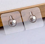 Самоклейний настінний гачок-тримач кріплення для картин рамок і полиць без свердління прозорий, фото 3