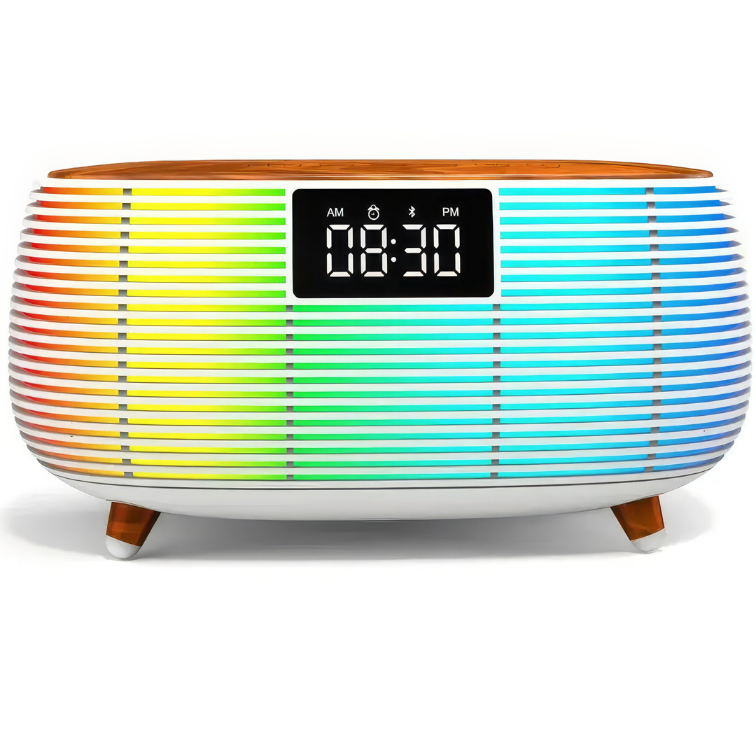 Портативна Bluetooth колонка з годинником та бездротовою зарядкою NSP0384 Стильна Bluetooth колонка з підсвічуванням, фото 1