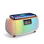 Портативна Bluetooth колонка з годинником та бездротовою зарядкою NSP0384 Стильна Bluetooth колонка з підсвічуванням, фото 3