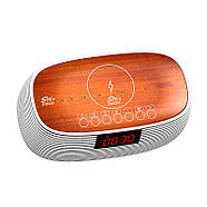 Портативна Bluetooth колонка з годинником та бездротовою зарядкою NSP0384 Стильна Bluetooth колонка з підсвічуванням, фото 4