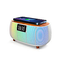 Портативна Bluetooth колонка з годинником та бездротовою зарядкою NSP0384 Стильна Bluetooth колонка з підсвічуванням, фото 2