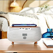 Портативна Bluetooth колонка з годинником та бездротовою зарядкою NSP0384 Стильна Bluetooth колонка з підсвічуванням, фото 7