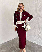 Костюм жіночий із спідницею бордовий