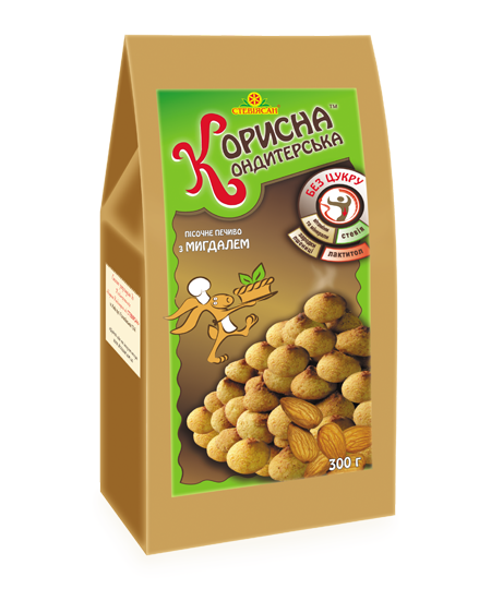 Печиво Корисна Кондитерська з мигдалем без цукру (зі стевією) 300 г