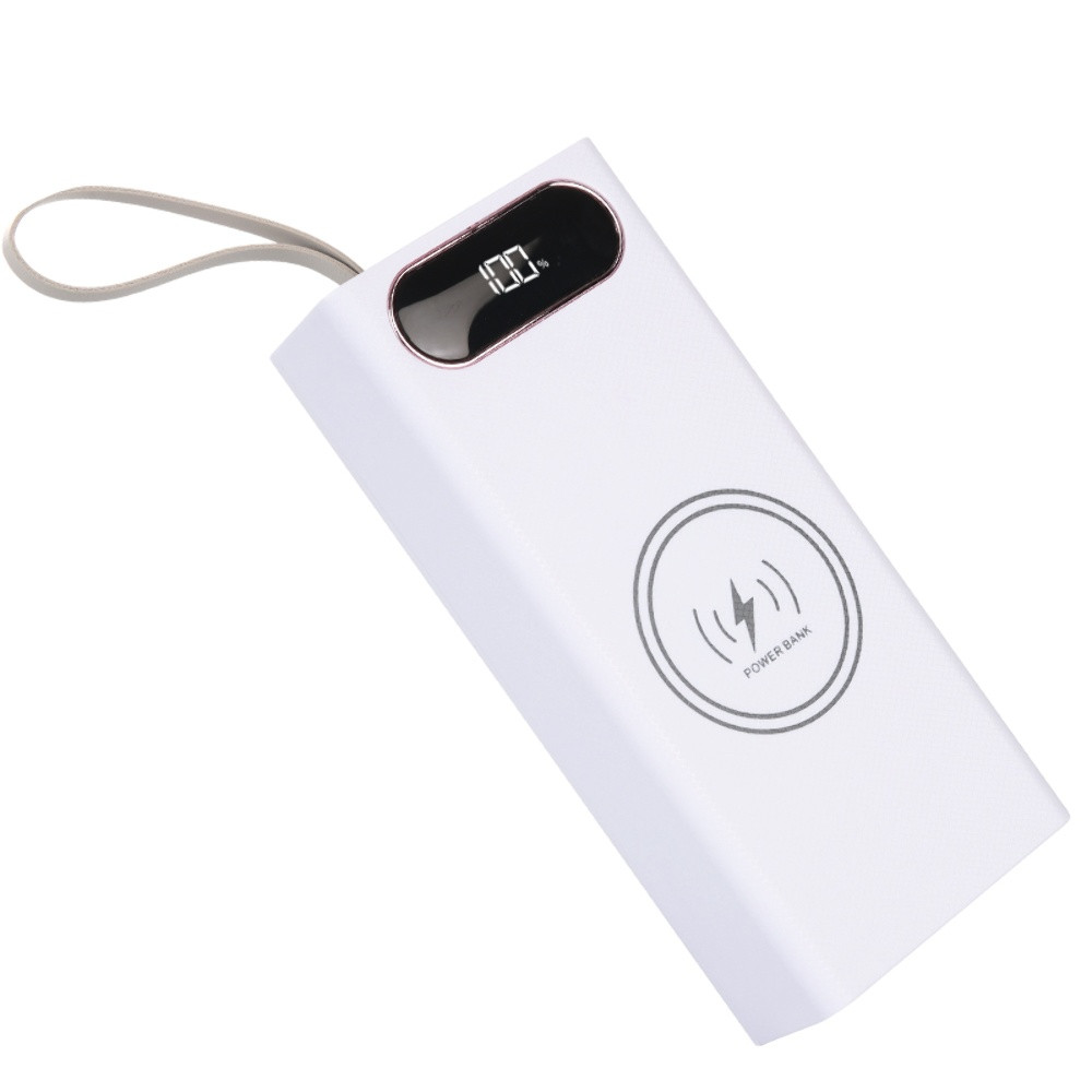 Корпус Multi-powerbank L16, під елементи 18650 до 16 шт., 22.5+15W, з бездротовою зарядкою і ліхтарем, білий