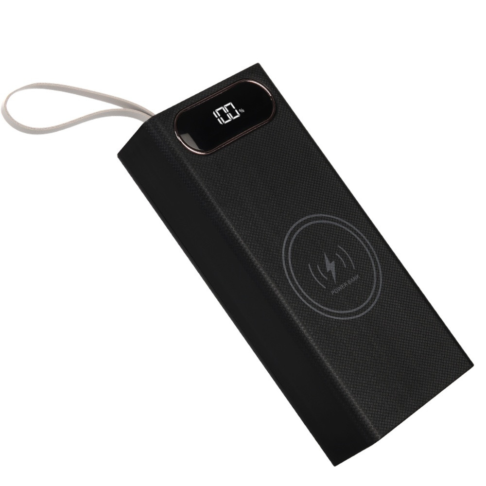 Корпус Multi-powerbank L16, під елементи 18650 до 16 шт., 22.5+15W, з бездротовою зарядкою і ліхтарем, чорний