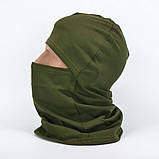 Балаклава бавовняна трикотажна літня олива, фото 4