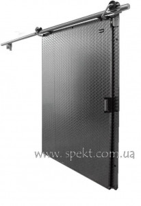 Розсувні промислові двері з неіржавкої сталі (трубна система роз'їзду)