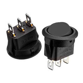 Кнопка перемикач чорна 6 А 250 В ON-OFF-ON KCD1-103-8 3pin Daier