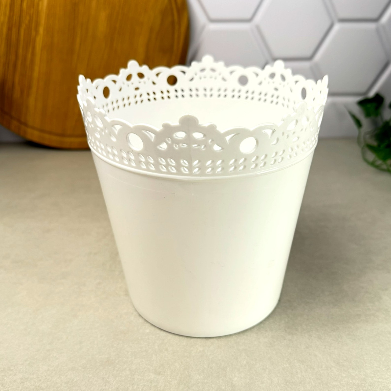 Вазон пластиковий Рішельє Білий 17,5×17 см Алеана Україна