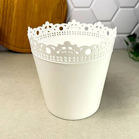 Вазон пластиковий Рішельє Білий 17,5×17 см Алеана Україна, фото 1