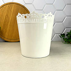 Вазон пластиковий Рішельє Білий 17,5×17 см Алеана Україна, фото 3