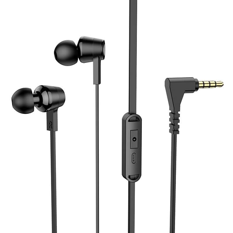 Навушники з плоским кабелем HOCO M86 Oceanic universal earphones with mic чорні