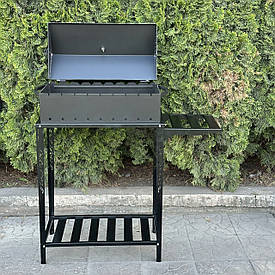 Мангал-барбекю з термометром та розбірною дровницею на 9 шампурів 4мм