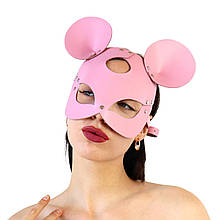 Шкіряна маска зайчики Art of Sex — Mouse Mask, колір Рожевий