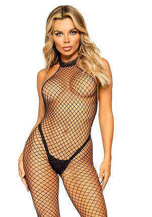 Еротичний сітчастий бодістокінг Leg Avenue Racer neck bodystocking Black, фото 1