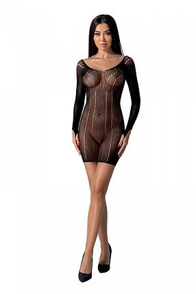 Напівпрозора мінісукня Passion BS101 One Size, black, рукави-мітенки, фото 1