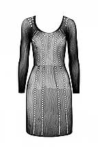 Напівпрозора мінісукня Passion BS101 One Size, black, рукави-мітенки, фото 3