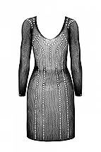 Напівпрозора мінісукня Passion BS101 One Size, black, рукави-мітенки, фото 4