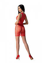 Мінісукня з вертикальним візерунком Passion BS097 One Size, red, плетіння з боків, фото 2