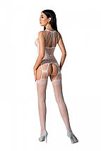 Бодістокінг з безліччю бретелей Passion BS095 One Size, white, імітація пояса та панчіх, з доступом, фото 2