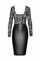 Сукня Noir Handmade F295 Euphoria, XXL, black, мереживо, глибоке декольте, спідниця міді під латекс, фото 4