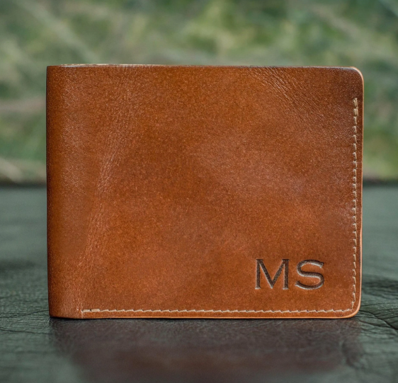 Гаманець чоловічий шкіряний компактний на внутрішній кнопці "Класик" з з можливістю персоналізації, фото 1