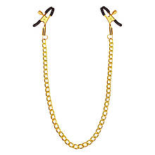 Затискачі для сосків з ланцюжком Feral Feelings - Nipple clamps Classic, золото/чорний