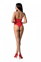 Бодістокінг з імітацією корсетної шнурівки Passion BS094 One Size, red, квітковий візерунок, з досту, фото 2